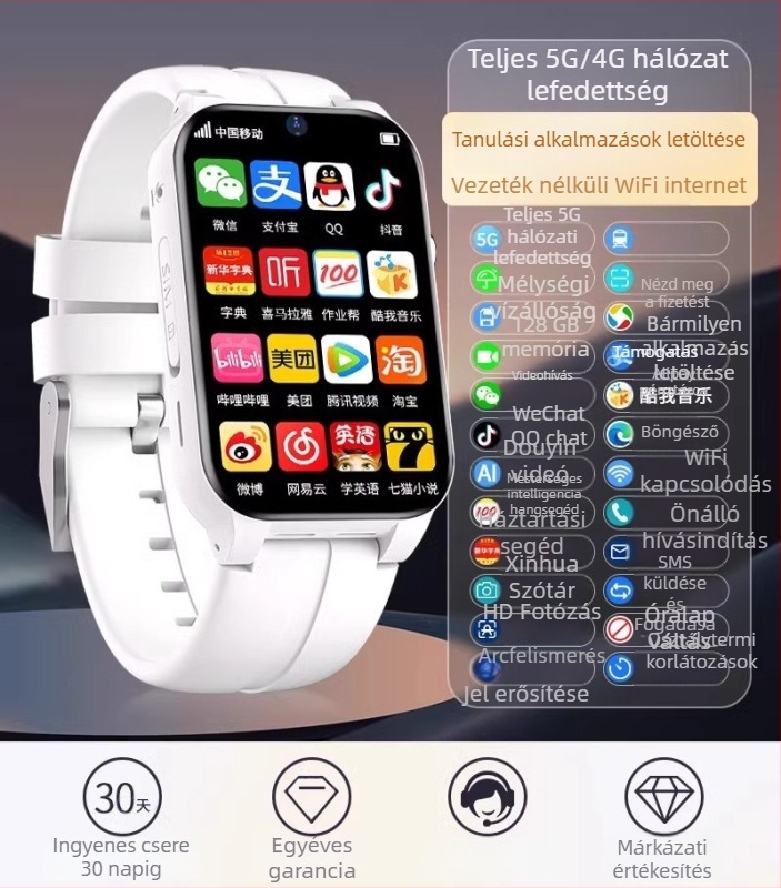 Okosóra gyerekeknek: 4G, vízálló, SIM-kártya nyílás, kamera, érintőképernyő