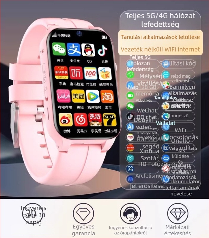 Okosóra gyerekeknek: 4G, vízálló, SIM-kártya nyílás, kamera, érintőképernyő
