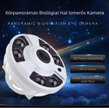360° panoráma megfigyelő kamera fisheye lencsével (1080p/5MP, POE, IR, fém ház)