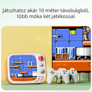 Hordozható retro videojáték-konzol vezeték nélküli kettős kontrollerekkel, TV/AV kimenet, 512 MB RAM, USB interfész és képernyővetítés