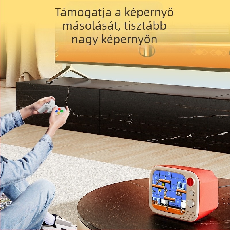 Hordozható retro videojáték-konzol vezeték nélküli kettős kontrollerekkel, TV/AV kimenet, 512 MB RAM, USB interfész és képernyővetítés