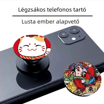Airbagos telefon-tartó – teleszkópos, esésvédett, asztali ragasztó, rajzfilm gyűrű (Típus: Snap-on; Modell: Mobile phone airbag holder; Anyag: Acrylic; Kompatibilis márkák: Apple, Google, Huawei, Xiaomi; Kompatibilis modell: 16promax)