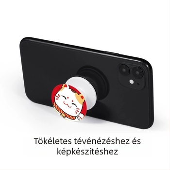 Airbagos telefon-tartó – teleszkópos, esésvédett, asztali ragasztó, rajzfilm gyűrű (Típus: Snap-on; Modell: Mobile phone airbag holder; Anyag: Acrylic; Kompatibilis márkák: Apple, Google, Huawei, Xiaomi; Kompatibilis modell: 16promax)