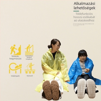 Esőponcho felnőtteknek, EVA anyagból, vastag, egy darabos, túrázáshoz és utazáshoz