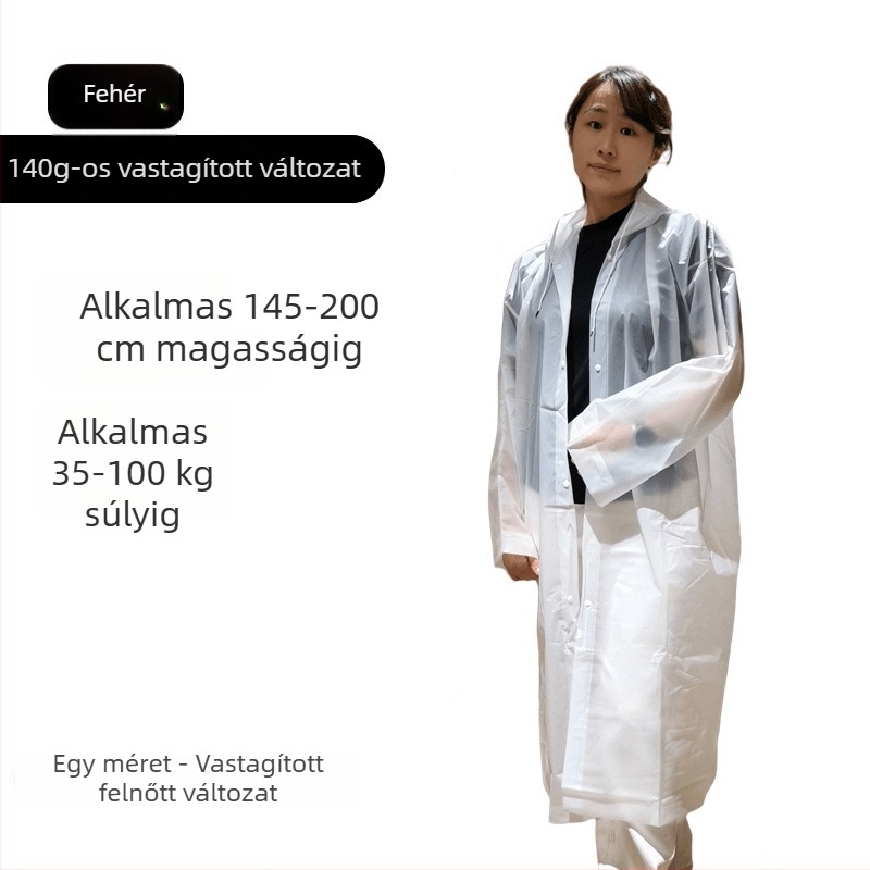 Esőponcho felnőtteknek, EVA anyagból, vastag, egy darabos, túrázáshoz és utazáshoz