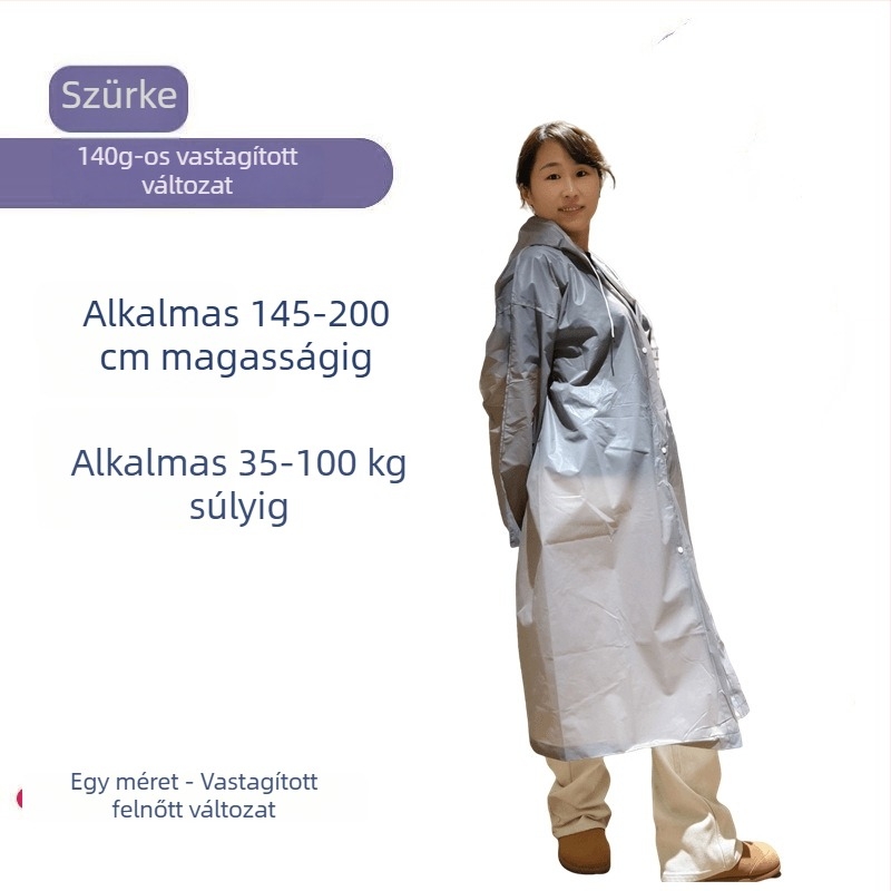 Esőponcho felnőtteknek, EVA anyagból, vastag, egy darabos, túrázáshoz és utazáshoz