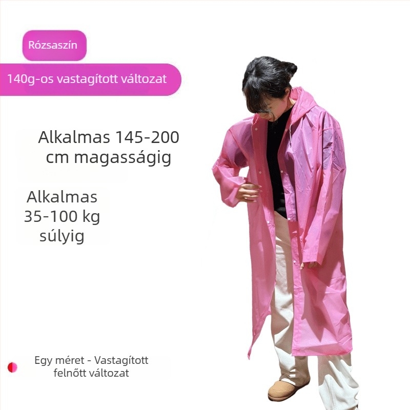 Esőponcho felnőtteknek, EVA anyagból, vastag, egy darabos, túrázáshoz és utazáshoz