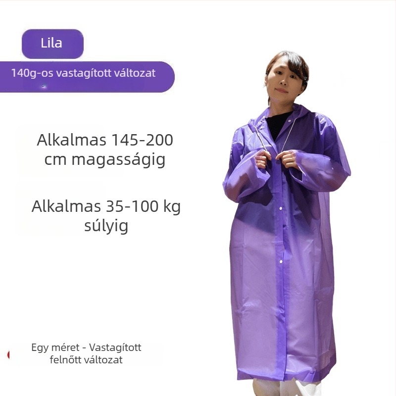Esőponcho felnőtteknek, EVA anyagból, vastag, egy darabos, túrázáshoz és utazáshoz