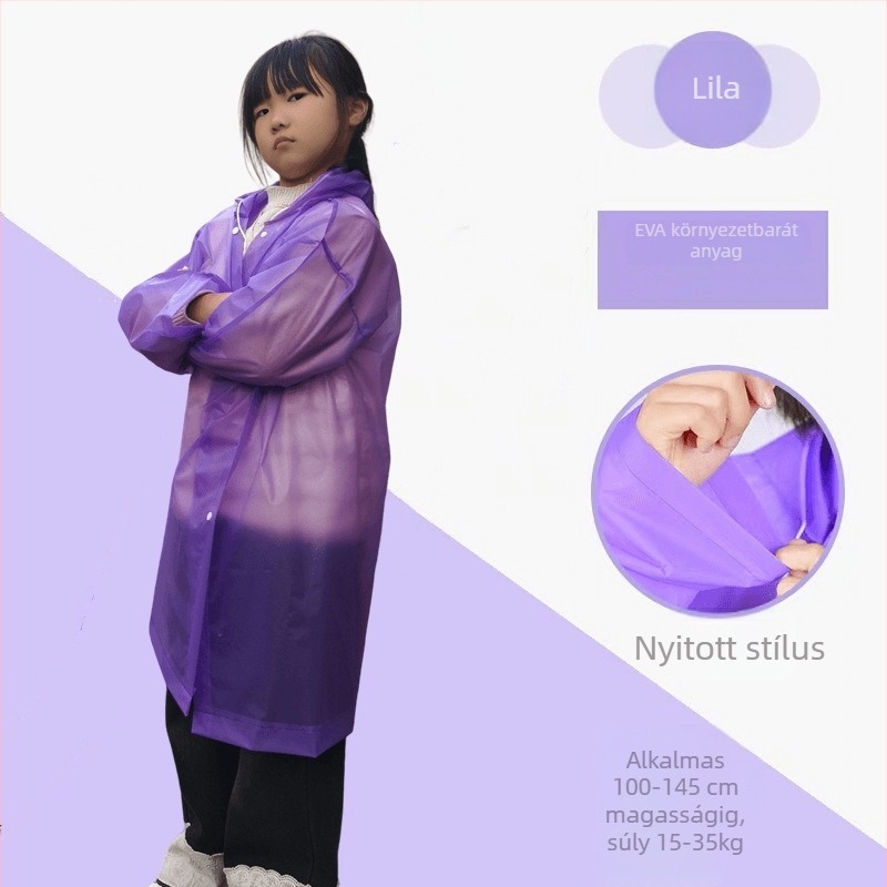 Esőponcho felnőtteknek, EVA anyagból, vastag, egy darabos, túrázáshoz és utazáshoz