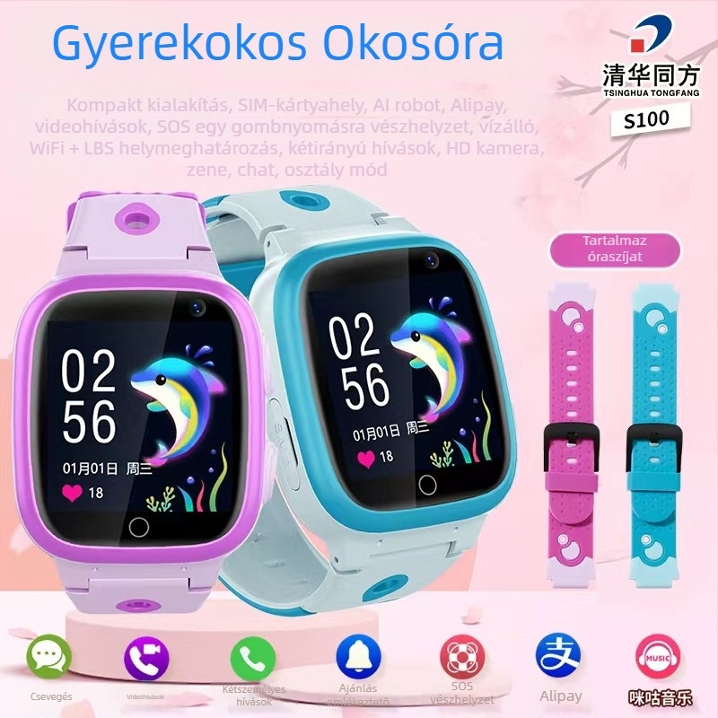 Gyerekeknek készült okosóra 4G/5G-s celluláris kapcsolattal (AMOLED kijelző; szilikon szíj; vízálló; üzemidő kevesebb mint 7 nap)