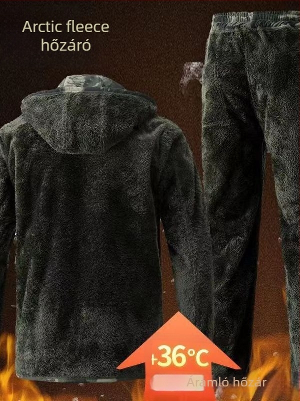 Férfi téli vízálló álcázó munkaruha fleece béléssel, szakadásálló pamut-poliészter keverék anyag (90% poliészter)