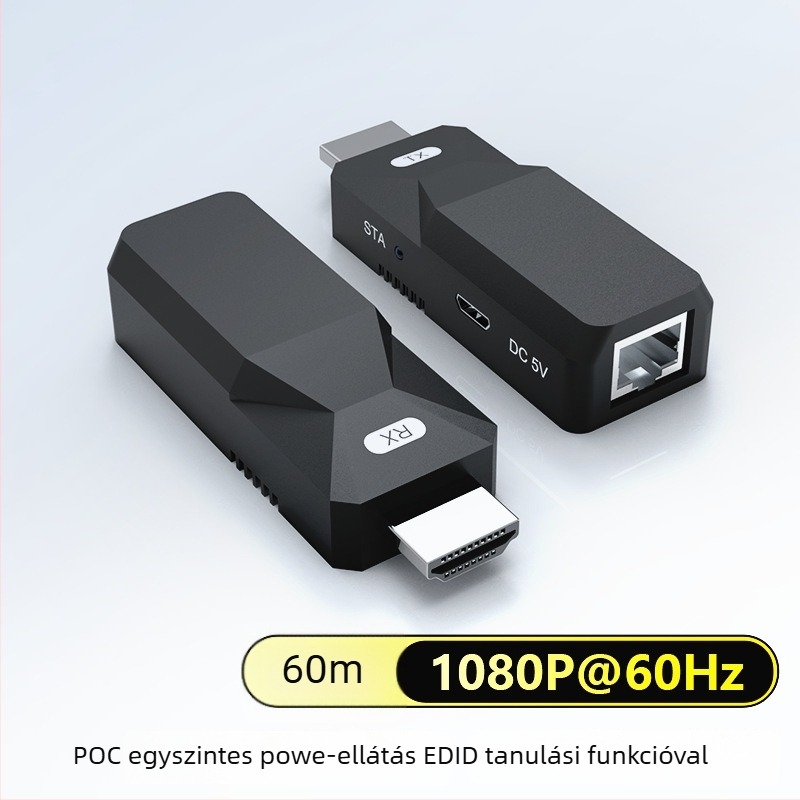HDMI extender csavart érpárral, 50 m hatótávolság, 1080p tömörítés nélkül, késleltetés nélkül, EDID tanulás