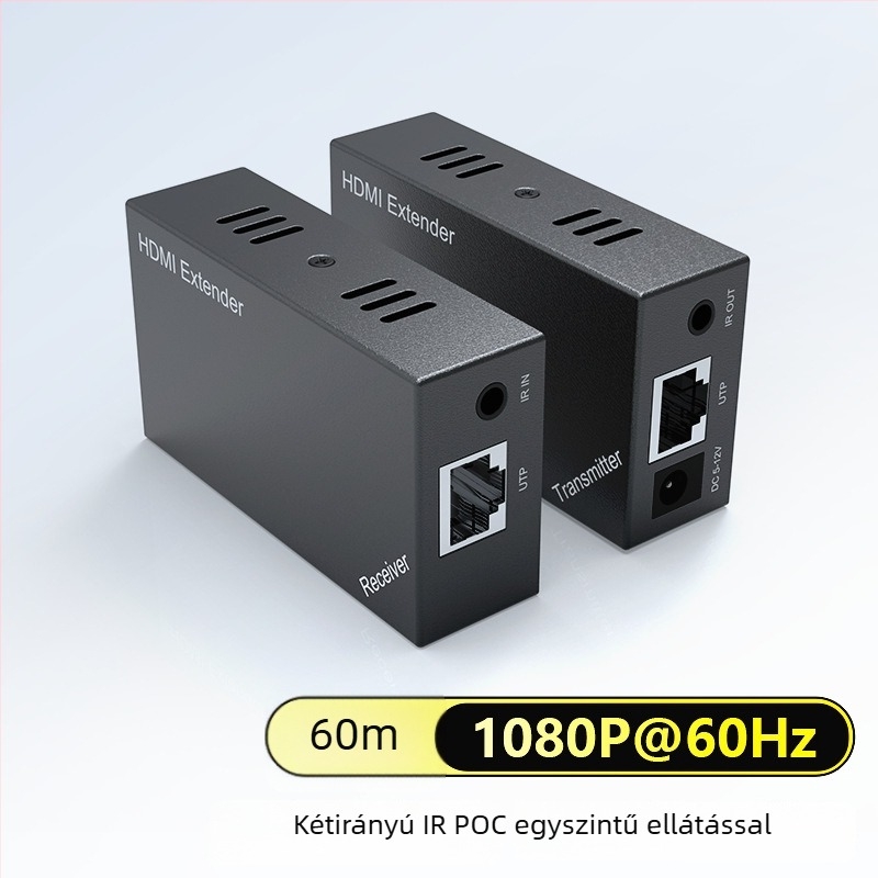 HDMI extender csavart érpárral, 50 m hatótávolság, 1080p tömörítés nélkül, késleltetés nélkül, EDID tanulás