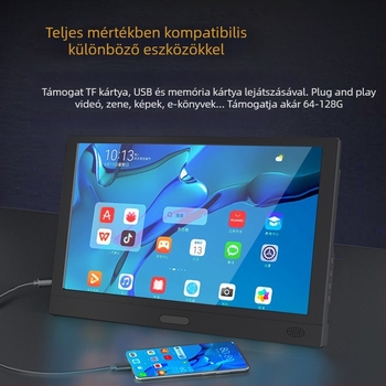 Családi játékkonzol beépített kijelzővel, vezeték nélküli kontrollerekkel, 64 GB memóriával, 16 bites operációs rendszerrel, HDMI és USB-C interfészekkel, kétjátékos arcade hordozható
