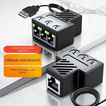 Hálózati kábel osztó 1–3, Gigabit Ethernet adapter, energiagazdálkodás támogatott, távoli ébresztés nem támogatott