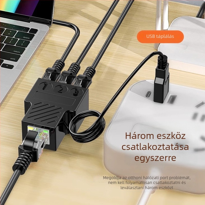 Hálózati kábel osztó 1–3, Gigabit Ethernet adapter, energiagazdálkodás támogatott, távoli ébresztés nem támogatott