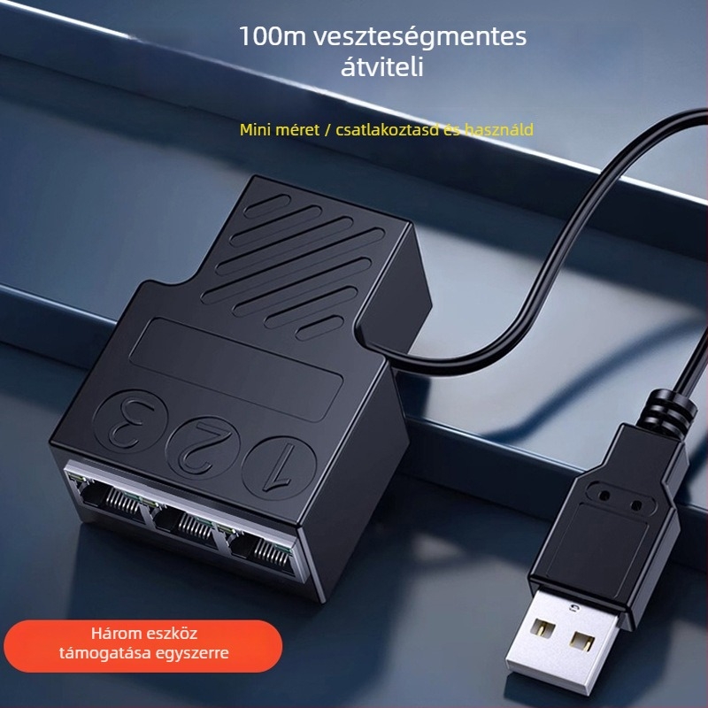 Hálózati kábel osztó 1–3, Gigabit Ethernet adapter, energiagazdálkodás támogatott, távoli ébresztés nem támogatott