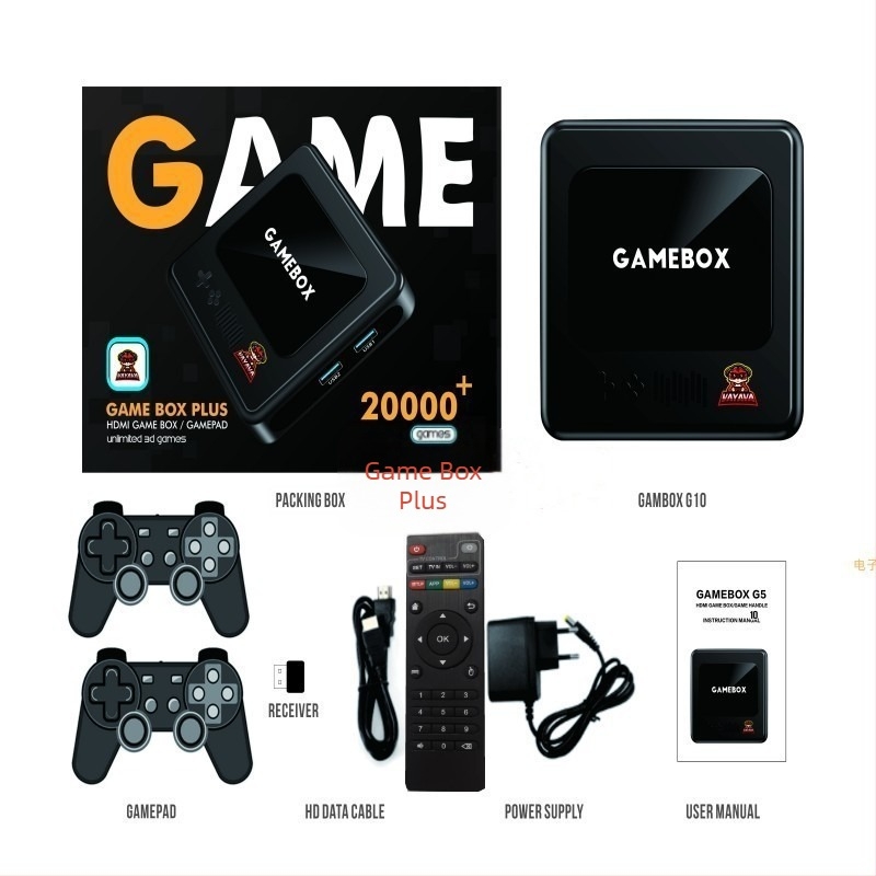 G10 GAMEBOX játékkonzol kettős rendszerrel, vezeték nélküli kapcsolattal, Android/Emuelec OS-zel, 4K/3D támogatás, HDMI interfész