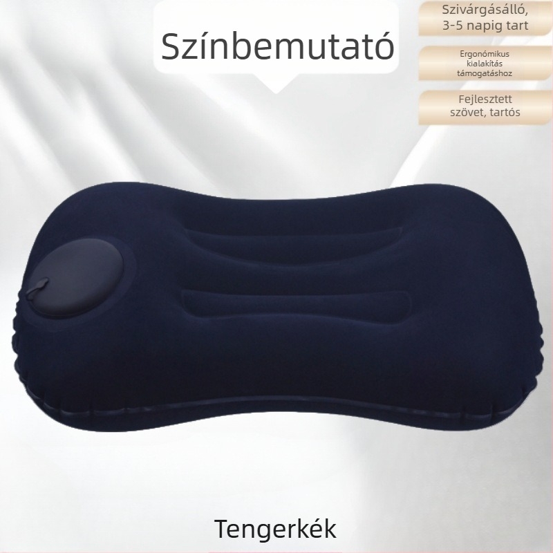 Utazó felfújható párna, összehajtható, PVC, 16 mm vastagságú, felnőtteknek
