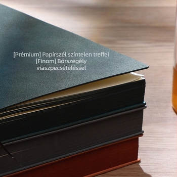 Főkönyv notesz imitált bőrkötéssel, ragasztott kötés, Forest papír, 100 g/m²