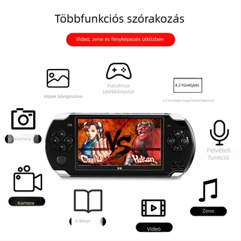 X6 hordozható játékkonzol 4,3 hüvelykes HD színes kijelzővel – nosztalgikus PSP arcade Switch2 stílus