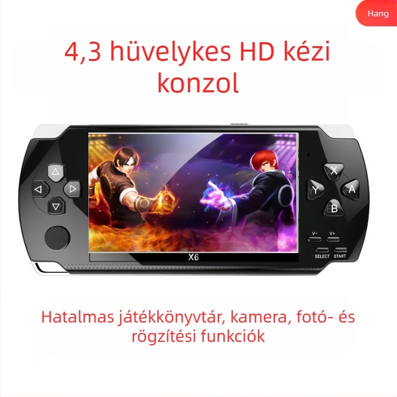 X6 hordozható játékkonzol 4,3 hüvelykes HD színes kijelzővel – nosztalgikus PSP arcade Switch2 stílus