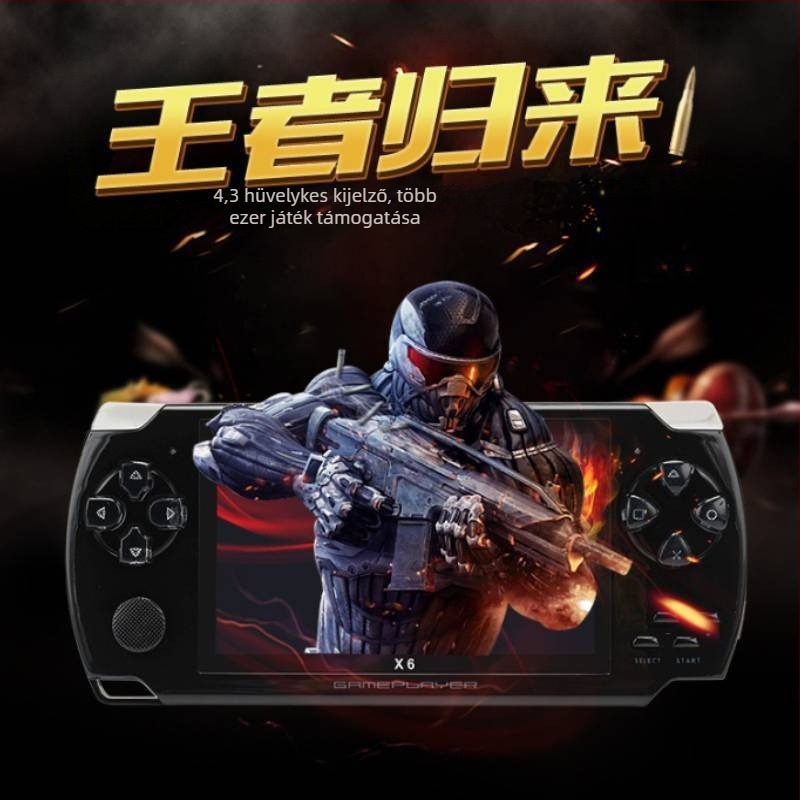 X6 hordozható játékkonzol 4,3 hüvelykes HD színes kijelzővel – nosztalgikus PSP arcade Switch2 stílus