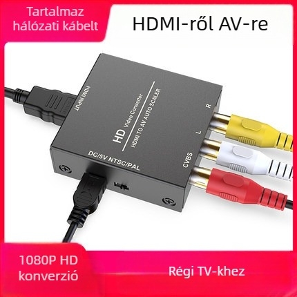 Yihao YH-014 HDMI/AV konverter — HDMI‑ről RCA CVBS-re és AV‑ről HDMI‑hez, 1080P, Energiagazdálkodás támogatott