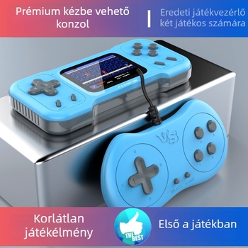 Hordozható retro játékkonzol, 500 az 1-ben, két játékos, 8 bites operációs rendszer, USB AV kimenet, MP4 lejátszó