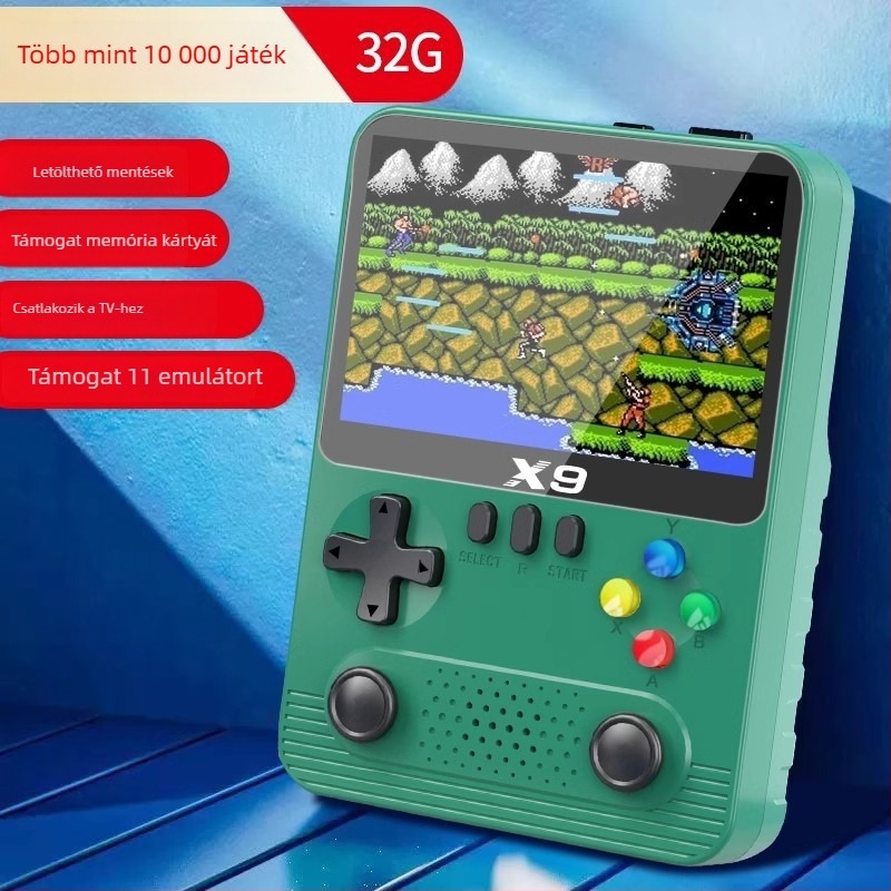 X9 PSP hordozható játékkonzol, 32GB beépített memória, retro NES arcade, USB és HDMI csatlakozók, RPG játék