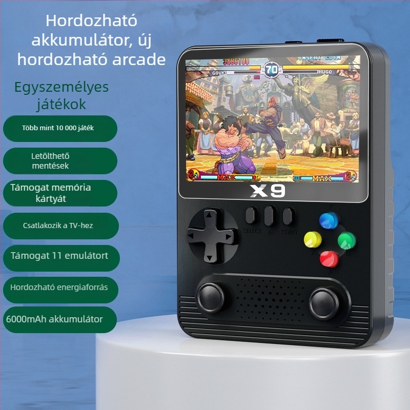 X9 PSP hordozható játékkonzol, 32GB beépített memória, retro NES arcade, USB és HDMI csatlakozók, RPG játék