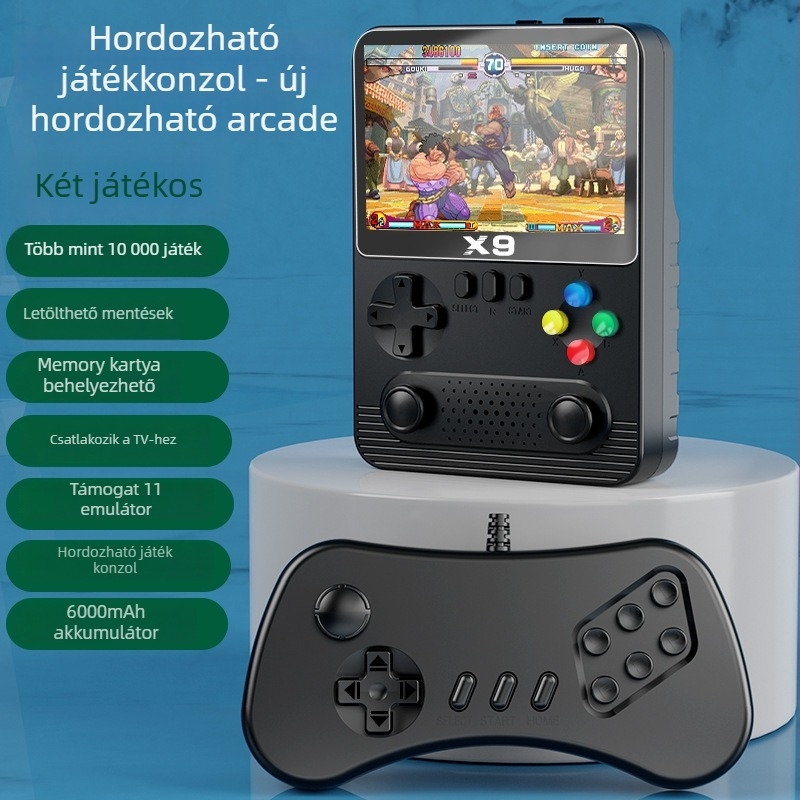 X9 PSP hordozható játékkonzol, 32GB beépített memória, retro NES arcade, USB és HDMI csatlakozók, RPG játék