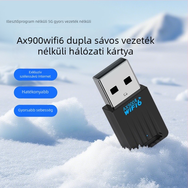 USB WiFi 6 hálózati kártya Bluetooth-szel, két sávú 2.4/5.8 GHz, akár 900 Mbps, IEEE 802.11a