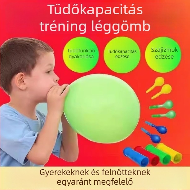 Légzési edzésre szolgáló ballon idős és gyermekek számára, latex ballon, kerek alak, logó nélküli