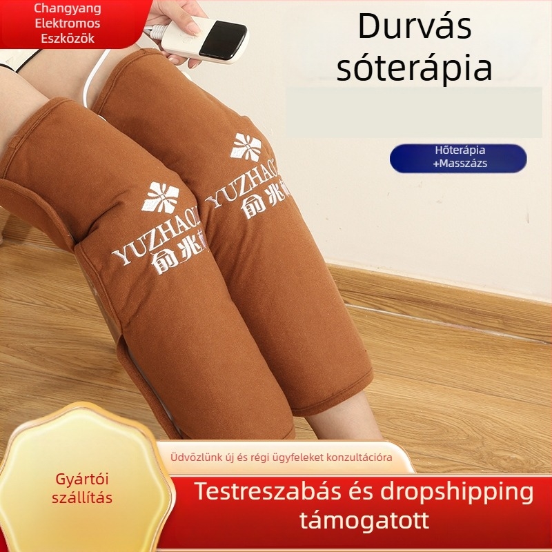 Elektromos térdmelegítő párna tengeri sóval készült forró töltettel, intelligens hőmérséklet-szabályozás, 100W, 220V, 45–65°C, kristály bársony anyag