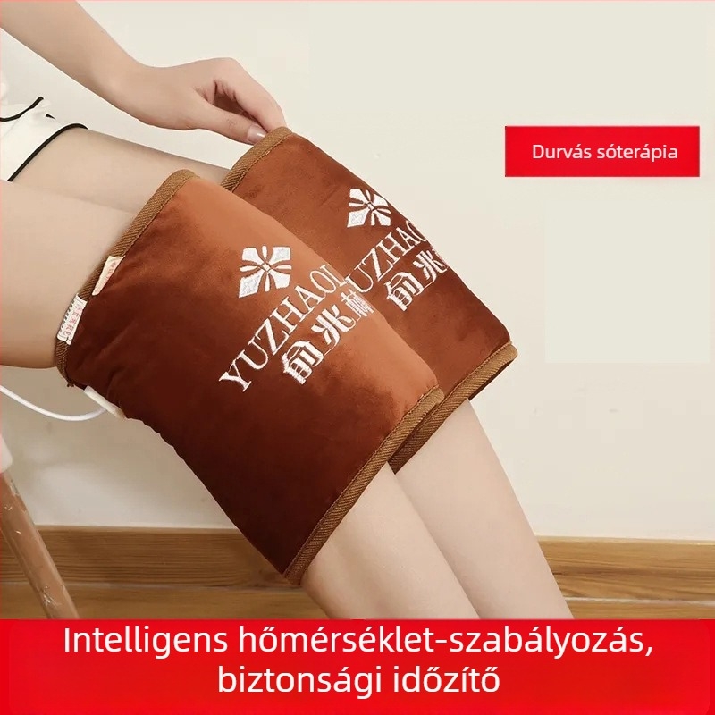 Elektromos térdmelegítő párna tengeri sóval készült forró töltettel, intelligens hőmérséklet-szabályozás, 100W, 220V, 45–65°C, kristály bársony anyag