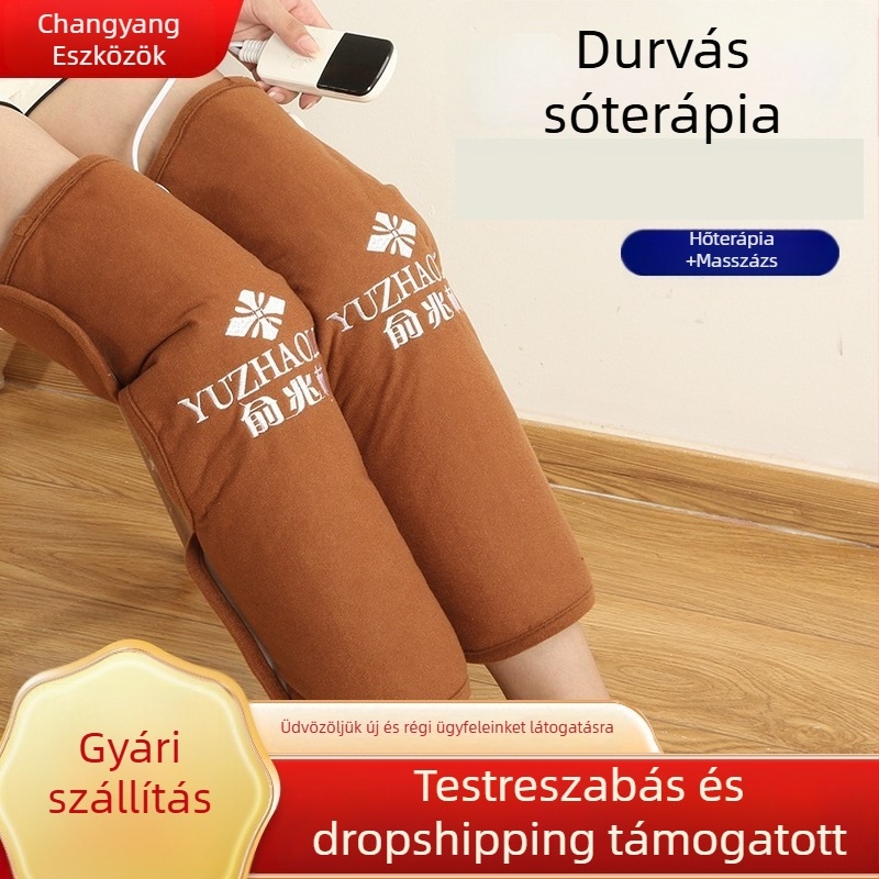 Elektromos térdmelegítő párna tengeri sóval készült forró töltettel, intelligens hőmérséklet-szabályozás, 100W, 220V, 45–65°C, kristály bársony anyag