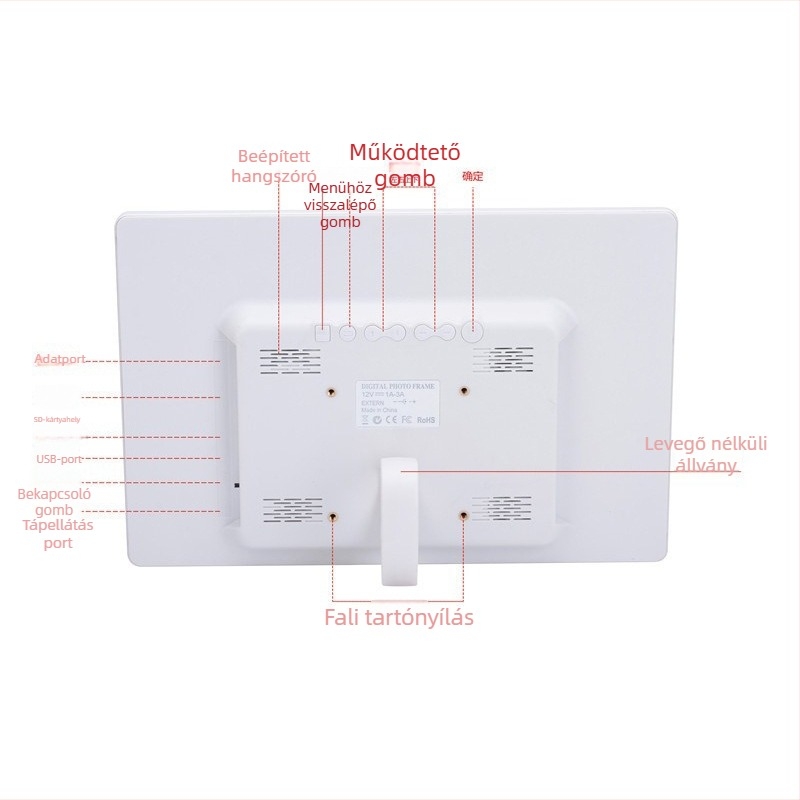 HD digitális fotókocka keret időzítővel, 1280x800 felbontás, MS/SD/TF/MMC kártyák támogatása, zene és videólejátszás, OEM logó nyomtatás