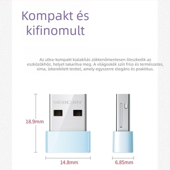 Mercury USB vezeték nélküli hálózati kártya asztali számítógéphez és notebookhoz – WiFi vevő