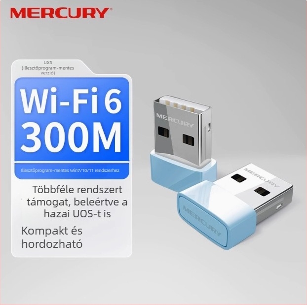 Mercury USB vezeték nélküli hálózati kártya asztali számítógéphez és notebookhoz – WiFi vevő