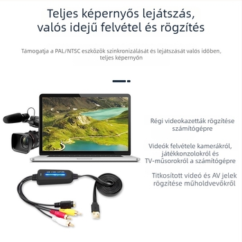 AV videókártya a videófelvételhez, egycsatornás, USB 2.0, 720p HD, drivertámogatás nélkül, plug-and-play, többstandardos konverter