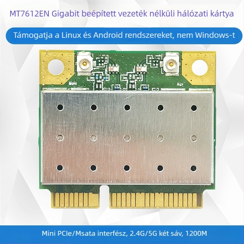 MT7612EN Mini PCIe vezeték nélküli kártya, kettős sávú 2.4G/5G, 1200Mbps, 802.11a/b/g/n/ac