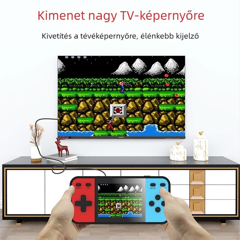 Kézi hordozható játékkonzol 600-in-1 retro puzzle kalanddal, Q8 modell, beépített memória, eredeti játékszoftver, AV-kimenet