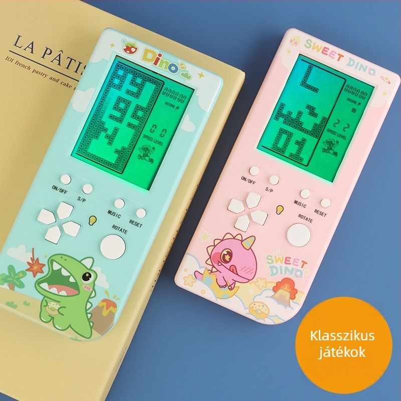 Hordozható retro játékkonzol Tetris-szel, háttérvilágítással, USB töltéssel, 4GB memória