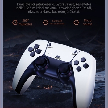 M8 Pro retro játékkonzol – 2.4G vezeték nélküli kontrollerek, 64GB, HDMI 1080p, két játékos számára