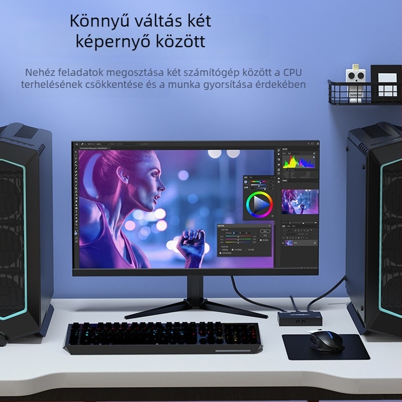 VGA osztó 1x2 kapcsolóval, 1080P, bemenet 1-ről 2 monitorra, modell Zh336