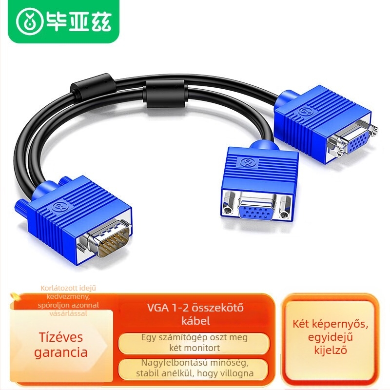 VGA osztó 1x2 kapcsolóval, 1080P, bemenet 1-ről 2 monitorra, modell Zh336