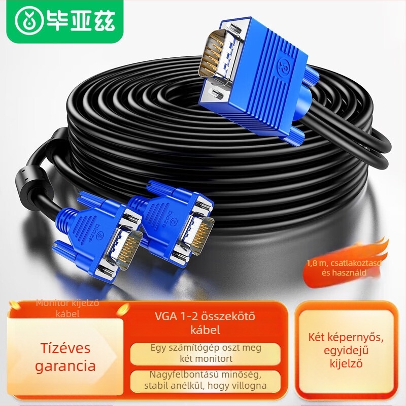 VGA osztó 1x2 kapcsolóval, 1080P, bemenet 1-ről 2 monitorra, modell Zh336