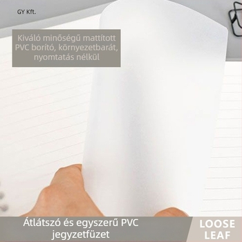 Átlátszó PP kötőfűzet külső lapokhoz, formátumok A5/B5/A4, nagy kapacitású, 60 oldal, 20/26/30 lyuk, cserélhető betétekkel