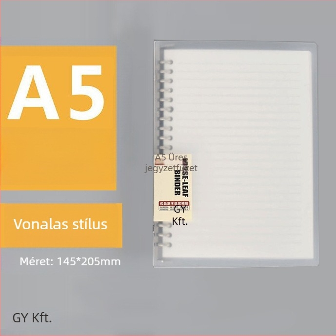 Átlátszó PP kötőfűzet külső lapokhoz, formátumok A5/B5/A4, nagy kapacitású, 60 oldal, 20/26/30 lyuk, cserélhető betétekkel